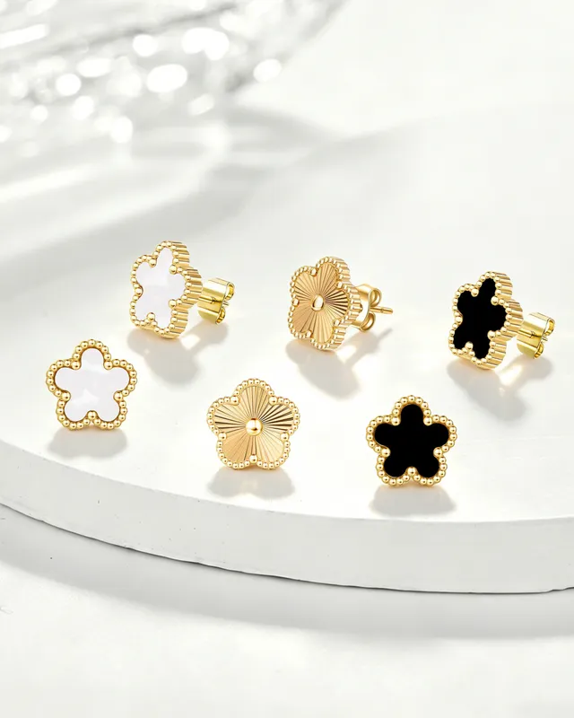 Flower earrings set 3pc